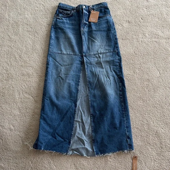 NWT Reformation Tazz Maxi Denim Skirt Hemlock Size 27